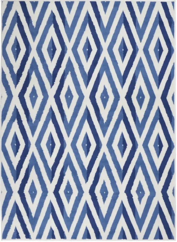 4' x 6' Geometric Dhurrie Area Rug - Blue And Ivory