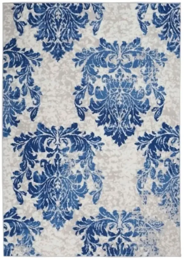 6' x 9' Floral Dhurrie Area Rug - Navy Blue And Beige