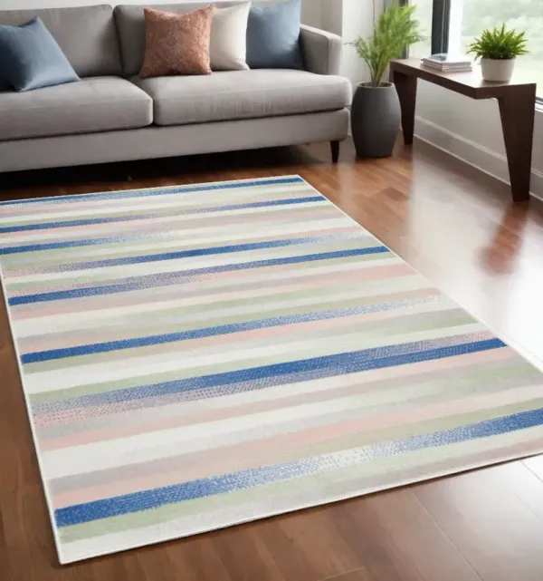 5' x 7' Striped Dhurrie Area Rug - Navy Blue