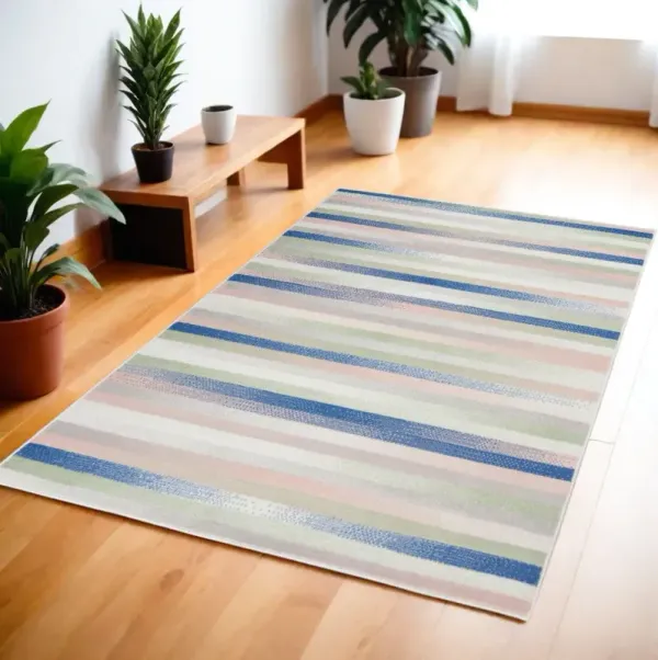4' x 6' Striped Dhurrie Area Rug - Navy Blue