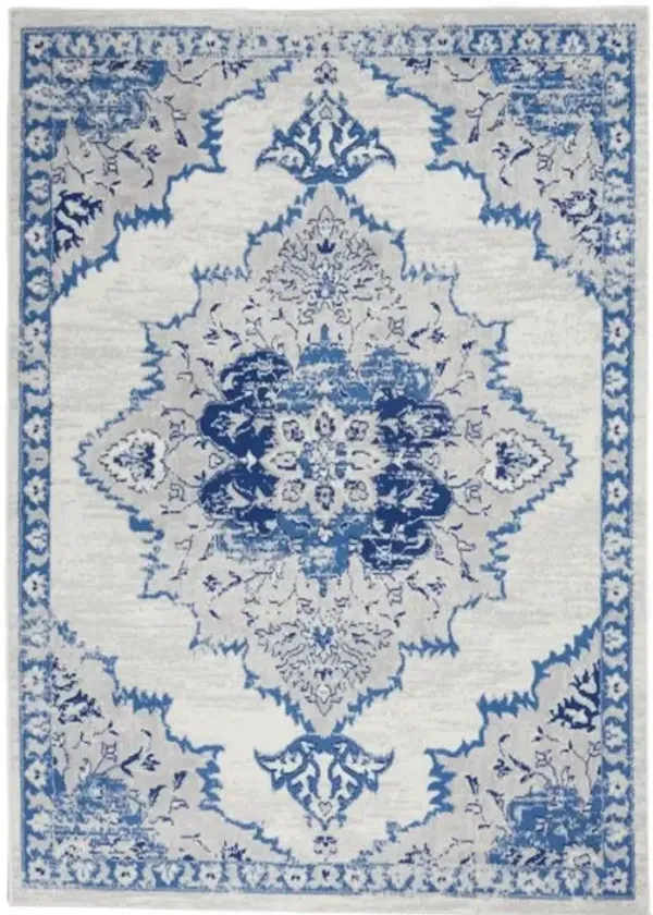 4' x 6' Traditional Floral Dhurrie Area Rug - Navy Blue