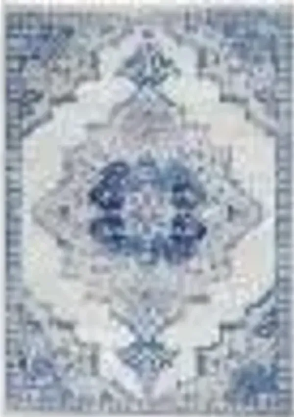 6' x 9' Traditional Floral Dhurrie Polypropylene Area Rug - Navy Blue