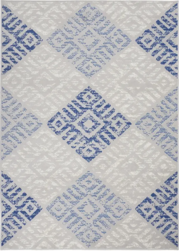 5' x 7' Geometric Dhurrie Area Rug - Blue Gray