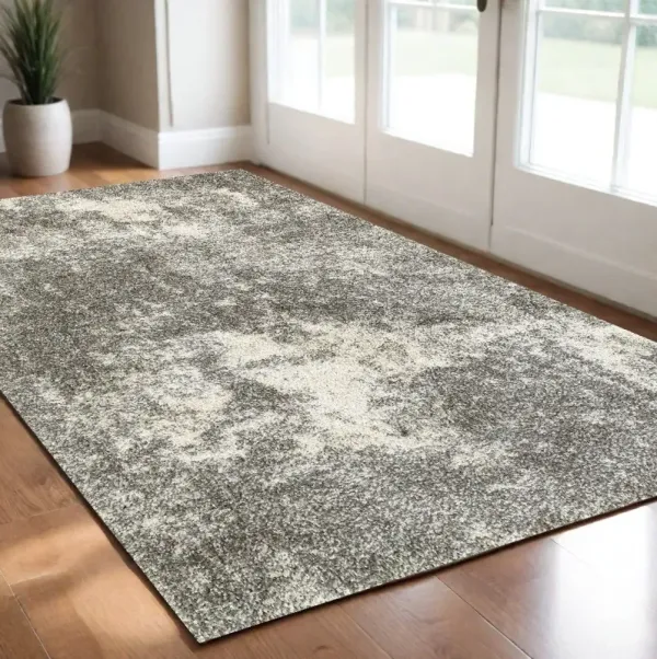 2' x 3' Distressed Abstract Scatter Rug - Gray And Ivory