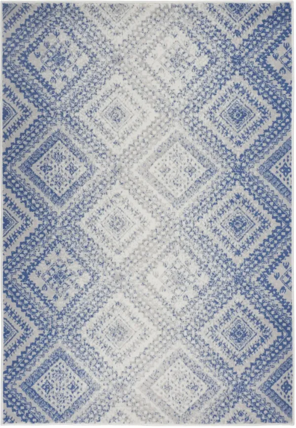 6' x 9' Geometric Dhurrie Area Rug - Light Blue