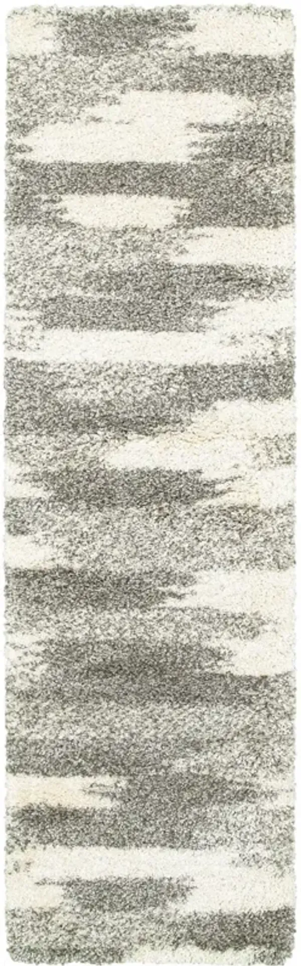 2' x 8' Geometric Pattern Runner Rug - Gray And Ivory