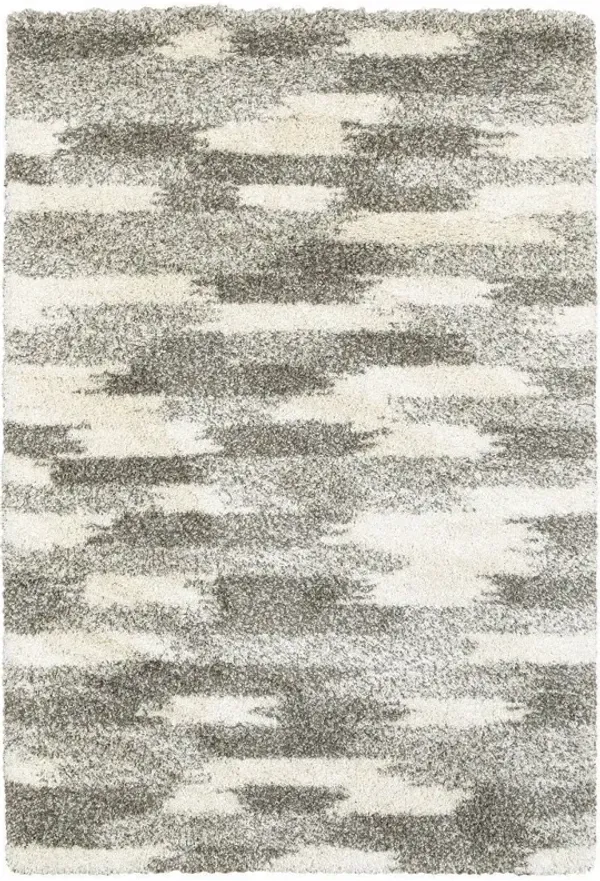 4' x 6' Geometric Pattern Area Rug - Gray And Ivory