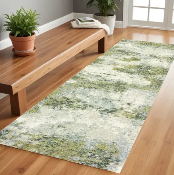 8' Runner Power Loom Runner Rug - Blue Green