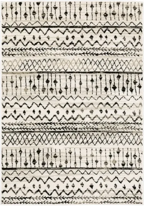 7' x 9' Eclectic Patterns Indoor Area Rug - Ivory And Black
