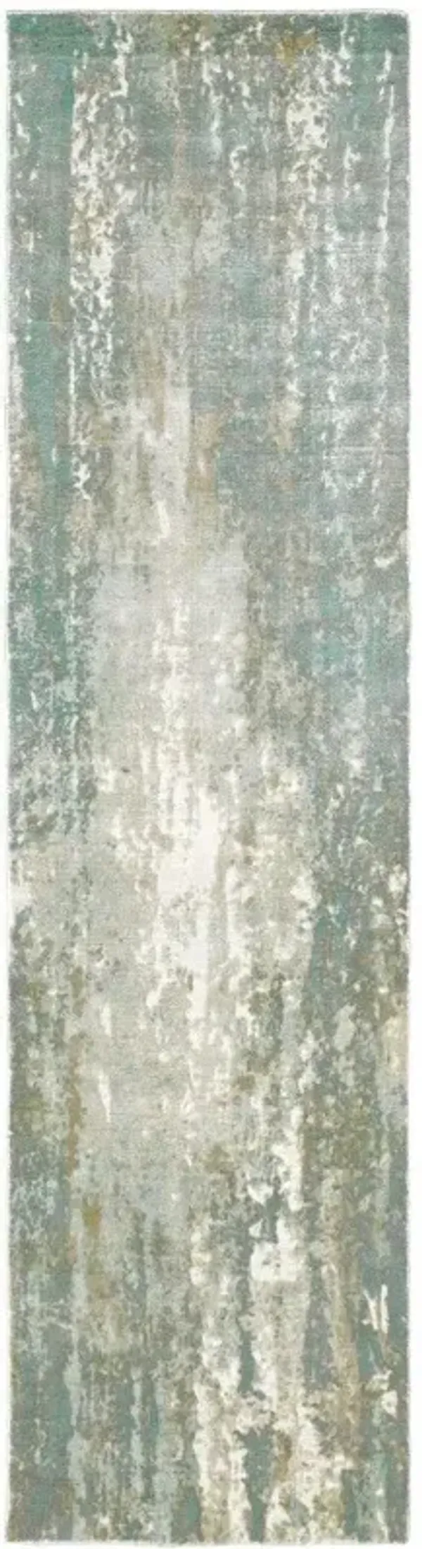 3' x 10' Abstract Splash Indoor Runner Rug - Blue And Gray