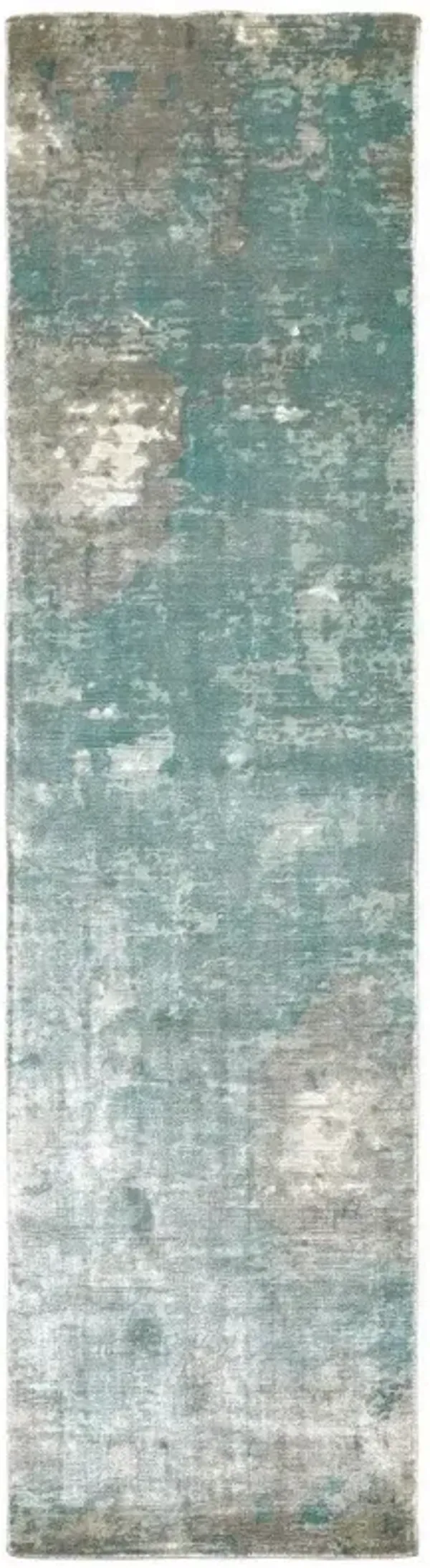 3' x 10' Abstract Pattern Indoor Runner Rug - Blue And Gray