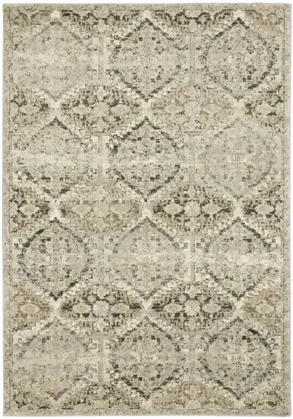7' x 10' Floral Trellis Indoor Area Rug - Ivory And Gray