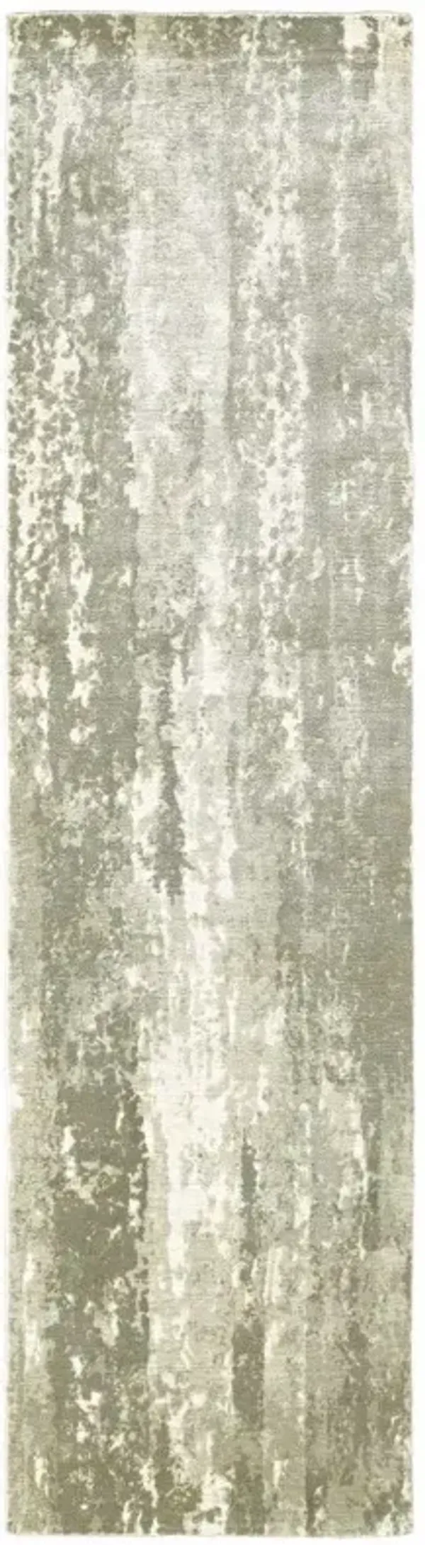 3' x 10' Abstract Splash Indoor Runner Rug - Gray And Ivory