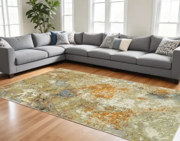 7' x 10' Power Loom Area Rug - Gold And Ivory