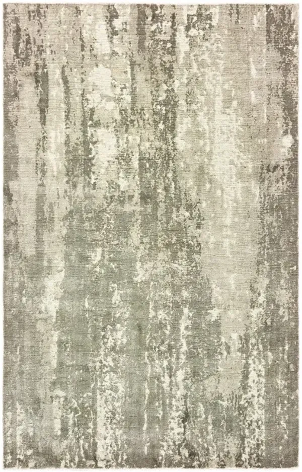 6' x 9' Abstract Splash Indoor Area Rug - Gray And Ivory