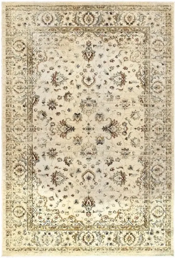 7' x 10' Distressed Indoor Area Rug - Ivory And Gold