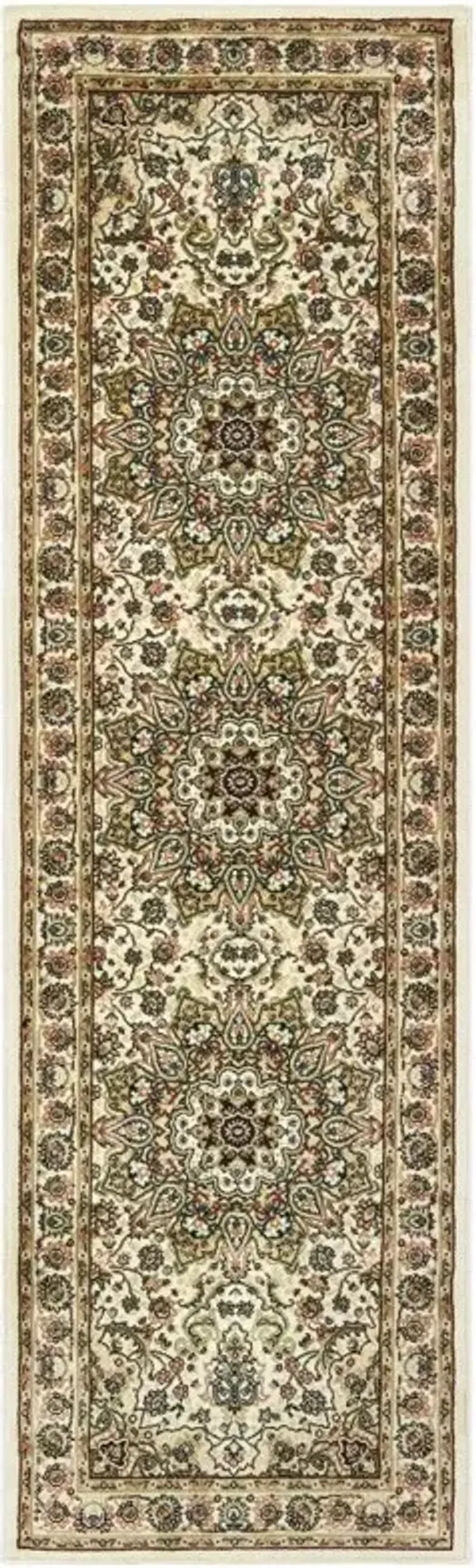 8' Machine Woven Oriental Indoor Runner Rug - Ivory Beige