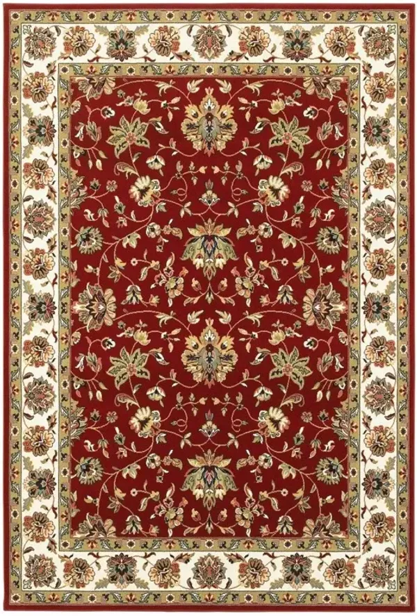 3' x 6' Machine Woven Floral Oriental Indoor Area Rug - Red Ivory