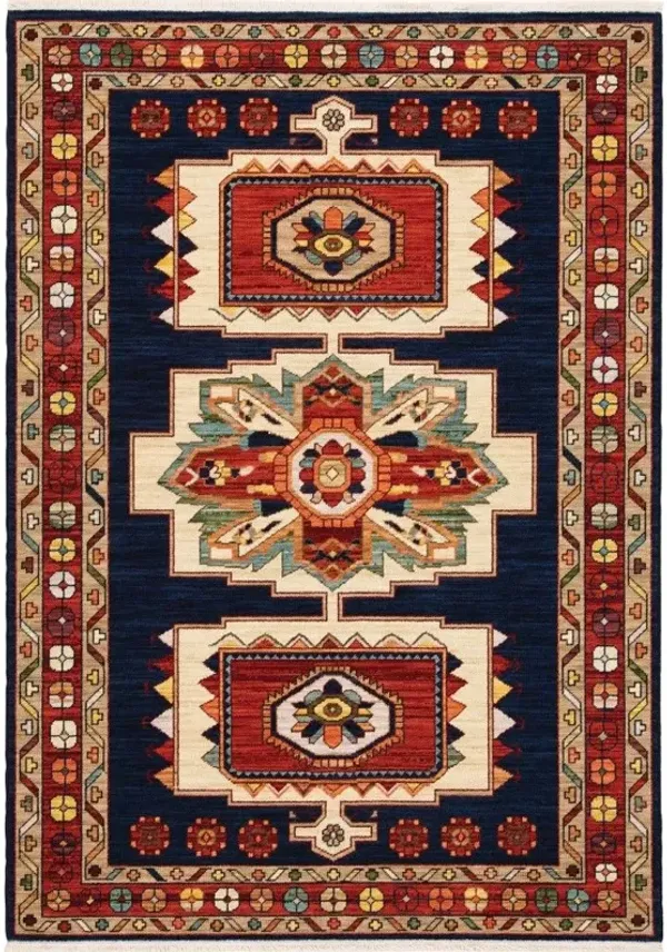 3' x 5' Machine Woven Medallions Indoor Area Rug - Blue Red