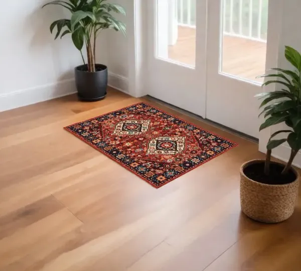 2' x 3' Machine Woven Oriental Indoor Area Rug - Red Blue