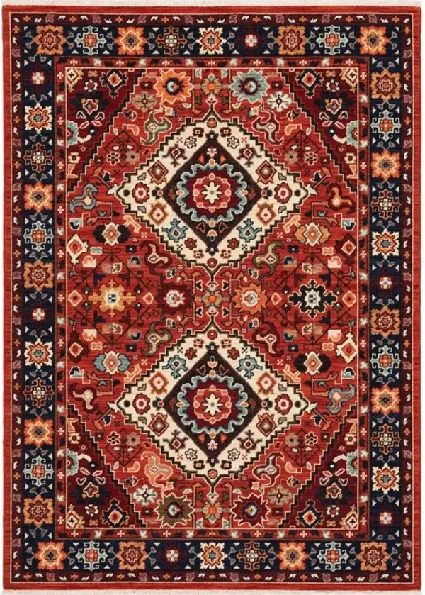 6' x 9' Machine Woven Oriental Indoor Area Rug - Red Blue