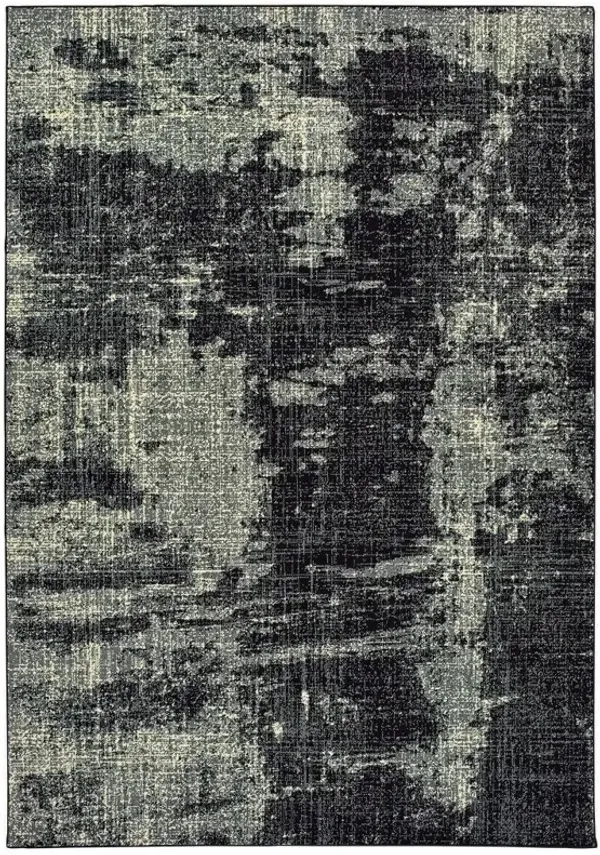 6' x 9' Machine Woven Abstract Indoor Area Rug - Black Ivory