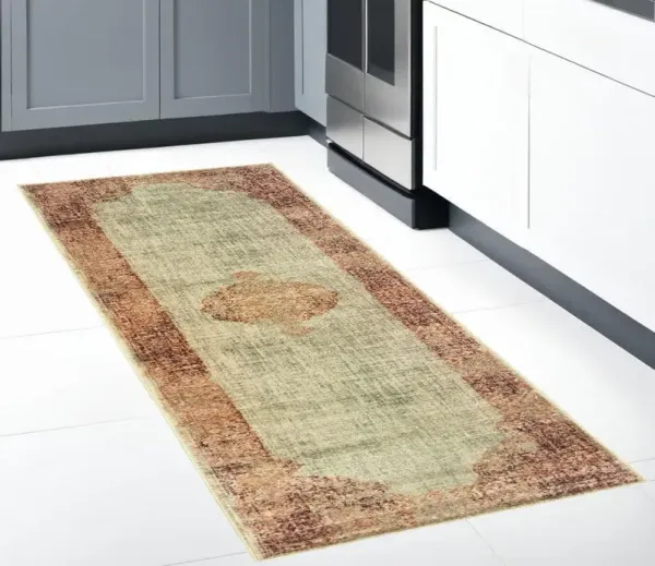 2' x 8' Medallion Runner Rug - Ivory And Pink