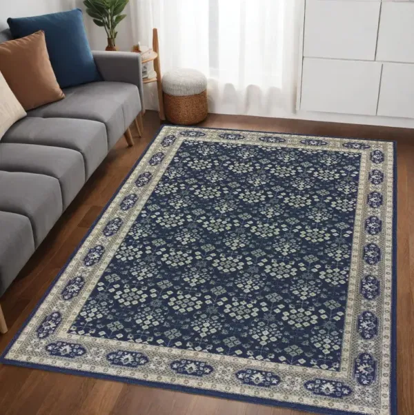 5' x 8' Floral Ditsy Area Rug - Navy And Gray