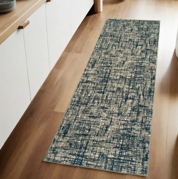 2' x 8' Abstract Runner Rug - Gray And Navy