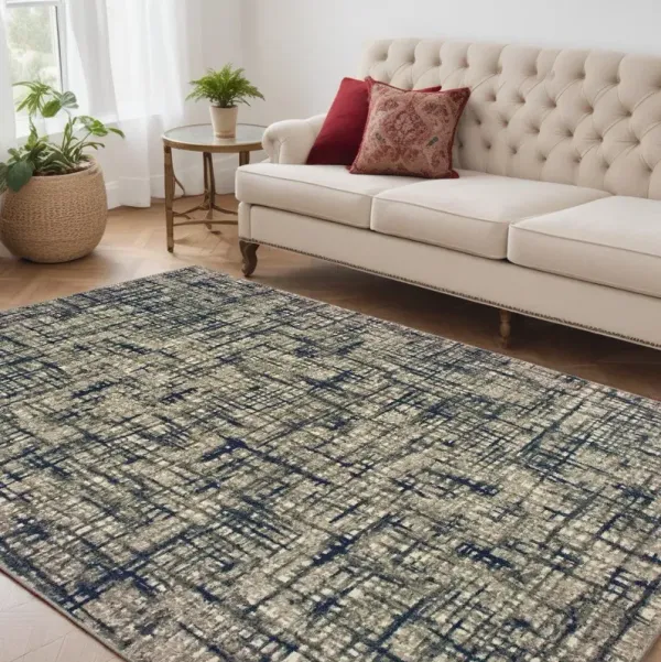 5' x 8' Abstract Area Rug - Gray And Navy