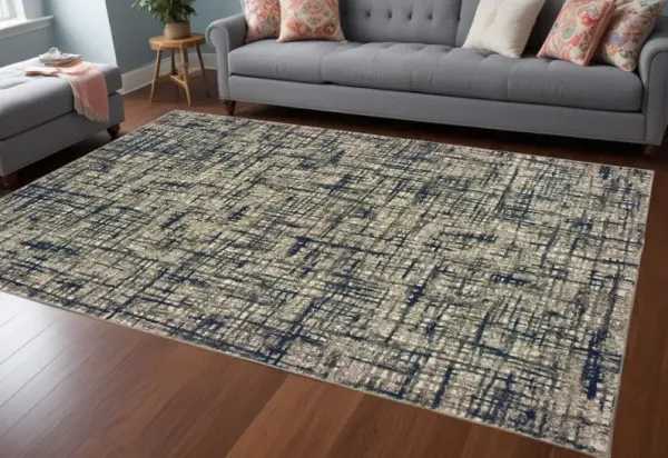 8' x 11' Abstract Area Rug - Gray And Navy