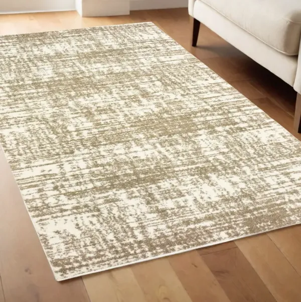 3.8' x 5.4' Abstract Strokes Area Rug - Ivory And Gray