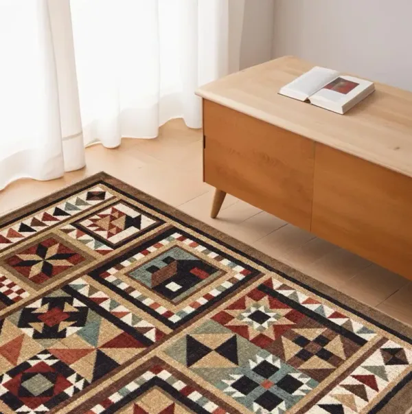 4' x 6' Ikat Patchwork Area Rug - Brown And Red