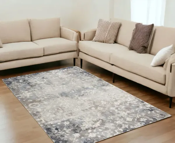 5' x 8' Distressed Vines Area Rug - Navy And Beige