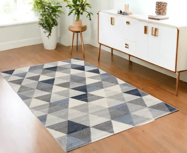 4' x 6' Geometric Diamond Area Rug - Navy Blue