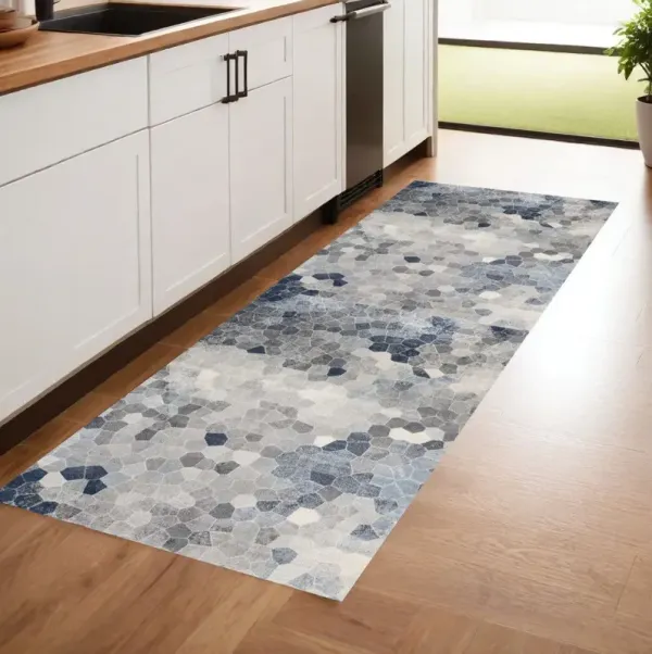 2' x 8' Cobblestone Pattern Runner Rug - Navy Blue
