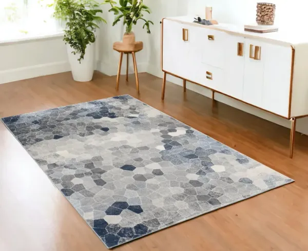 4' x 6' Cobblestone Pattern Area Rug - Navy Blue