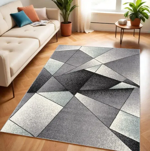 4' x 6' Geometric Area Rug - Gray Red