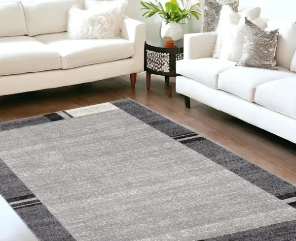 7' x 9' Modern Bordered Area Rug - Gray