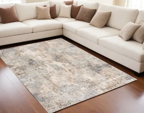 5' x 8' Abstract Area Rug - Beige And Ivory