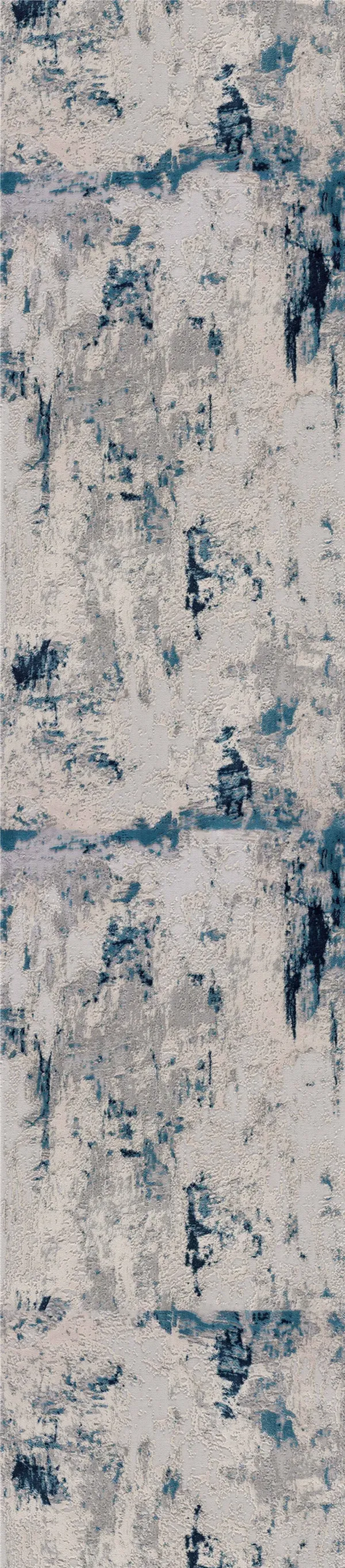 13' Runner Abstract Dhurrie Runner Rug - Blue