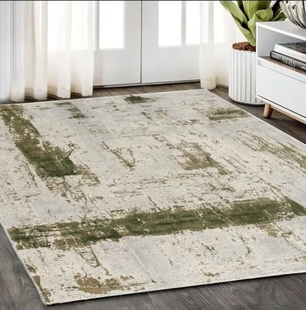 5' x 7' Abstract Dhurrie Area Rug - Green
