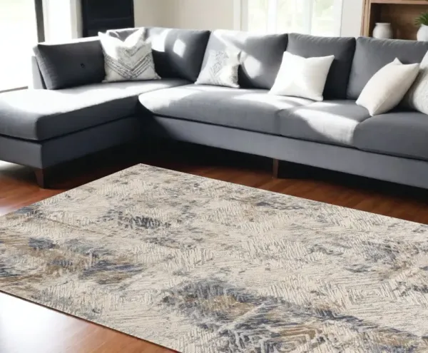 6' x 9' Abstract Printed Area Rug - Beige