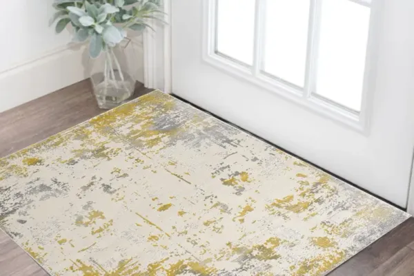 3' x 5' Abstract Dhurrie Area Rug - Gold