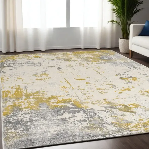 5' x 7' Abstract Dhurrie Area Rug - Gold