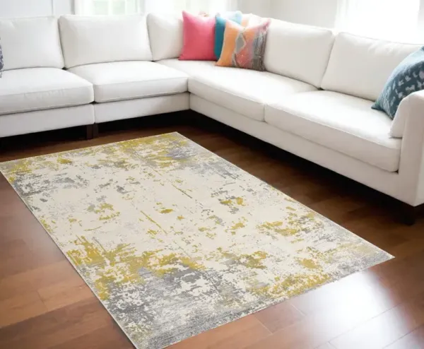 6' x 9' Abstract Dhurrie Area Rug - Gold