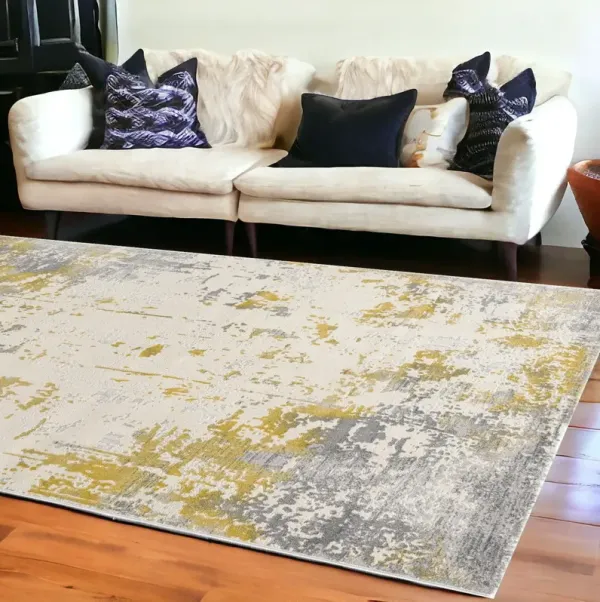 8' x 10' Abstract Dhurrie Area Rug - Gold
