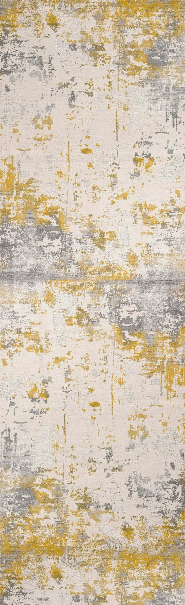 8' Abstract Dhurrie Runner Rug - Gold
