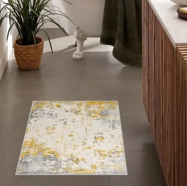 2' x 4' Abstract Area Rug - Gold And Gray