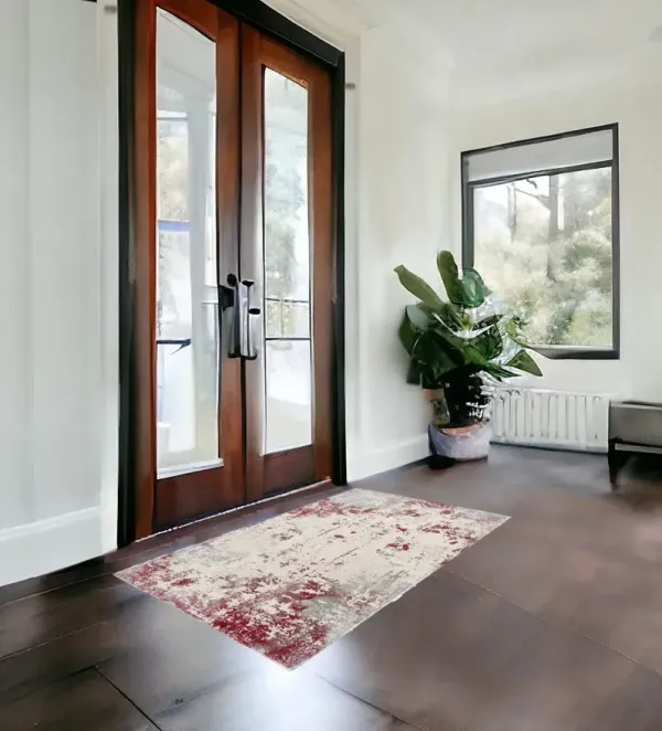 3' x 5' Abstract Dhurrie Area Rug - Red